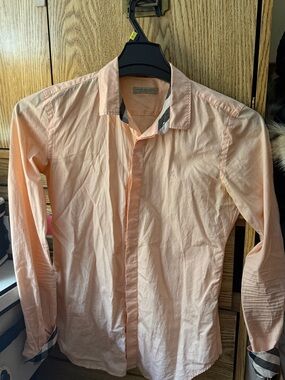 Burberry Peach Button-Up Dress Shirt